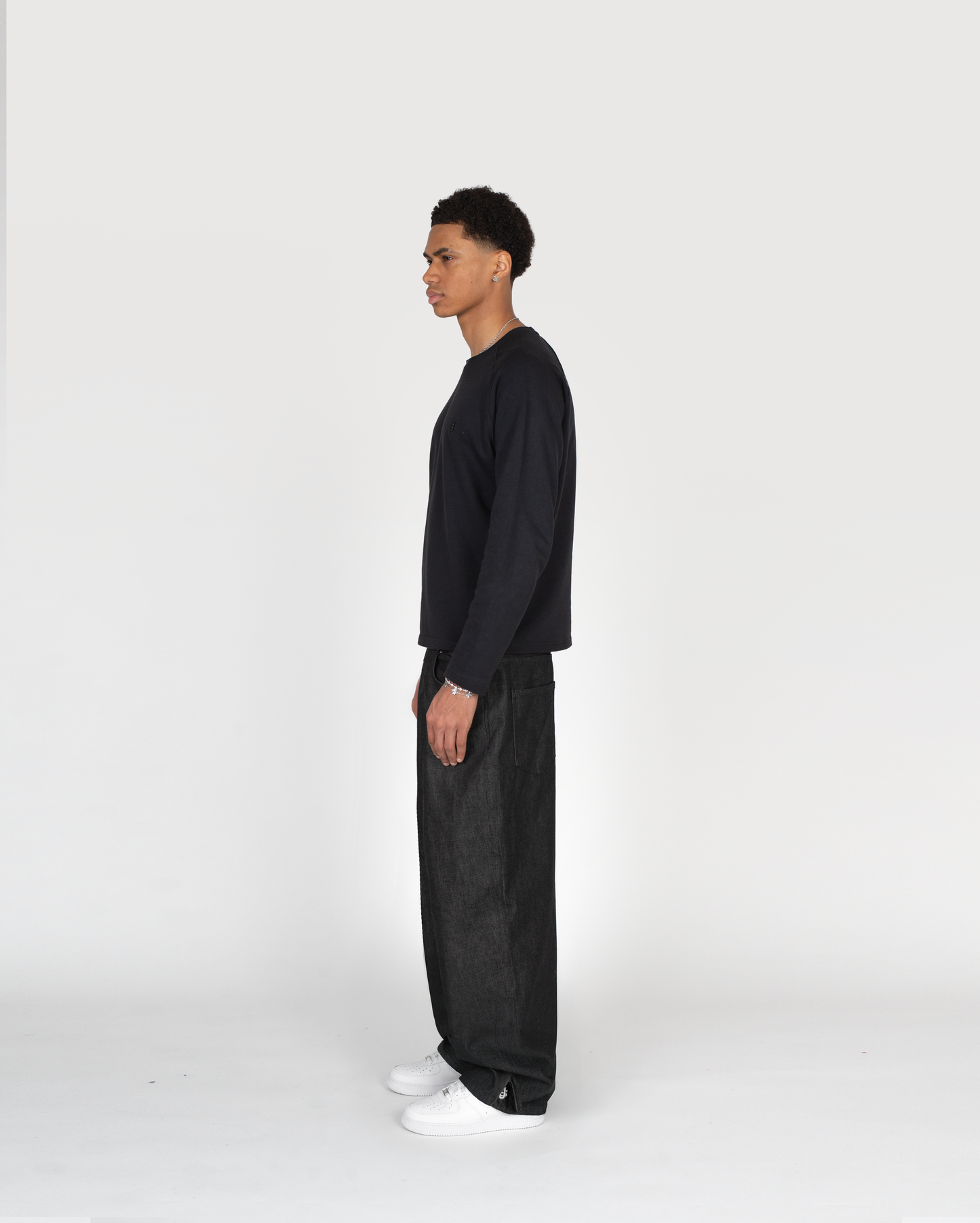 ZIP RAW DENIM - BLACK