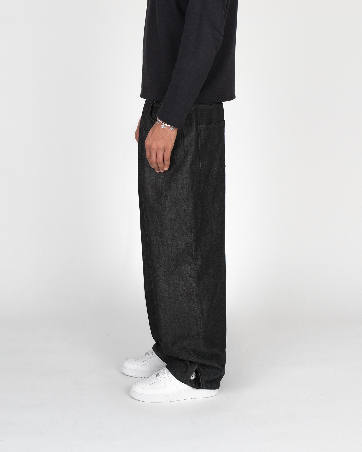 ZIP RAW DENIM - BLACK